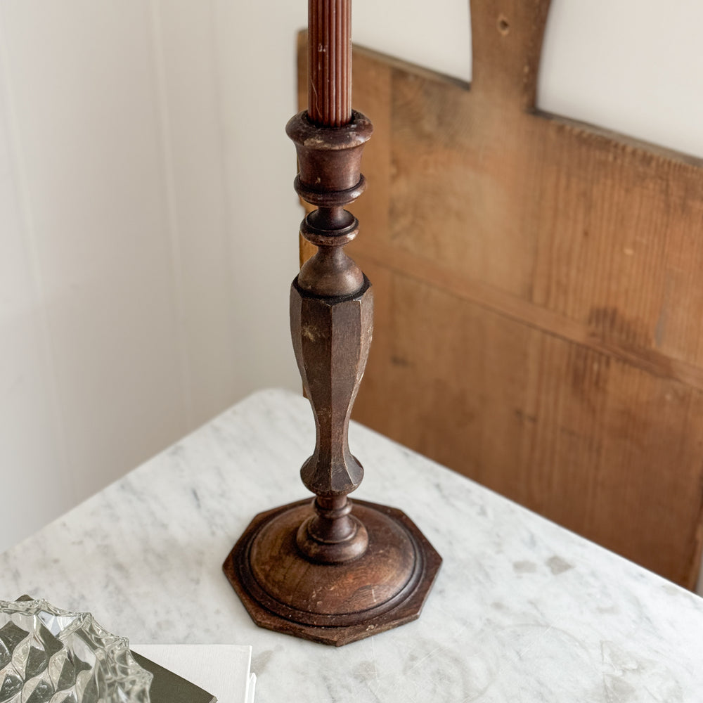 Vintage dark wood taper candleholder