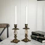Vintage Glass and Metal Taper Pair