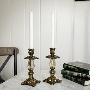 Vintage Glass and Metal Taper Pair