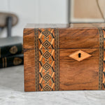 Vintage wood inlaid trunk jewellery box