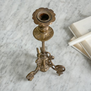 Vintage brass floral taper candleholder.