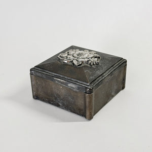 Vintage silverplate rose lidded box