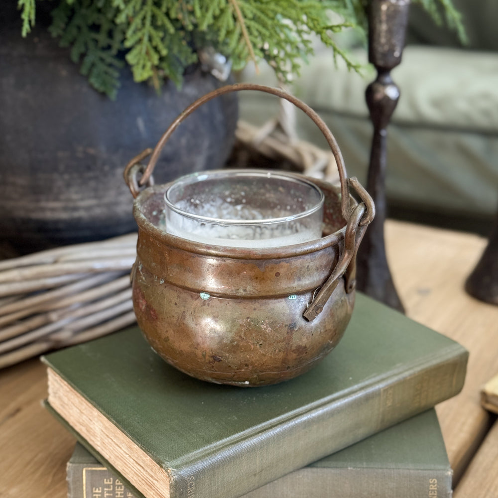 Vintage Small Copper Planter with Handle.