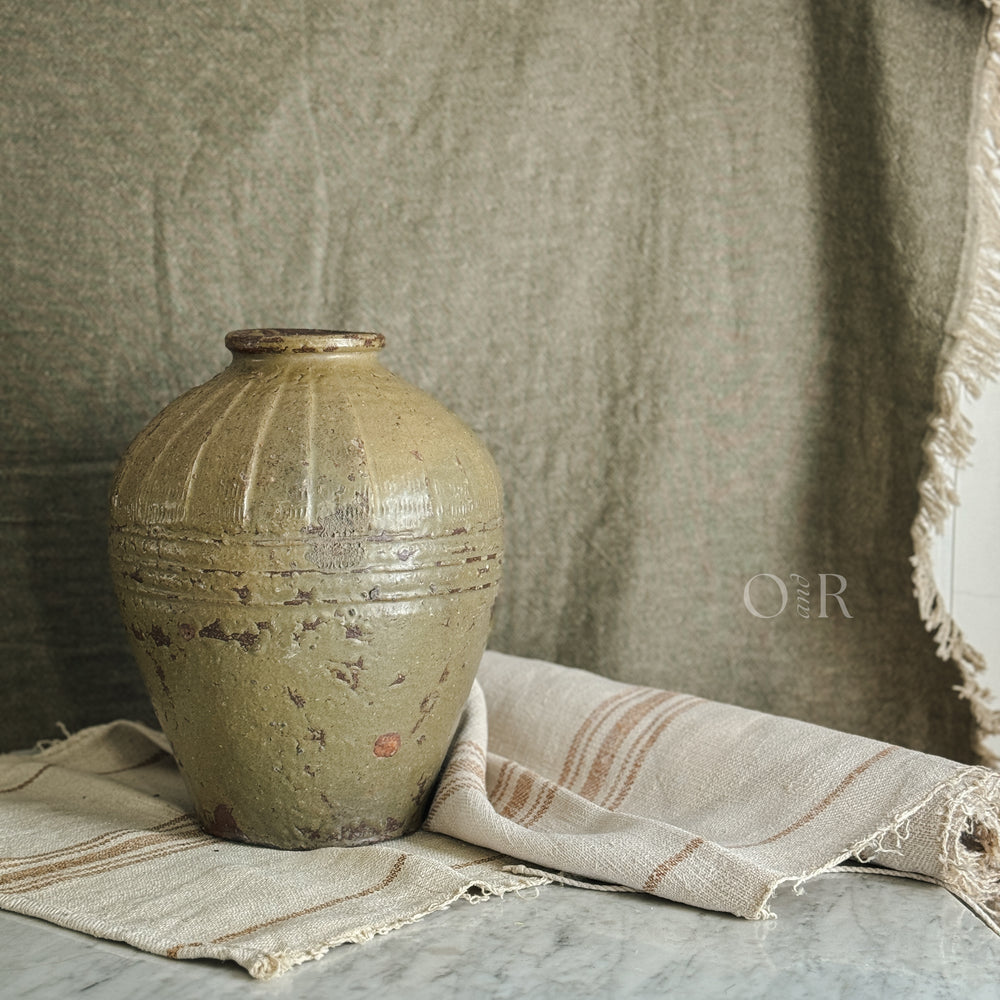 Vintage green pottery vase