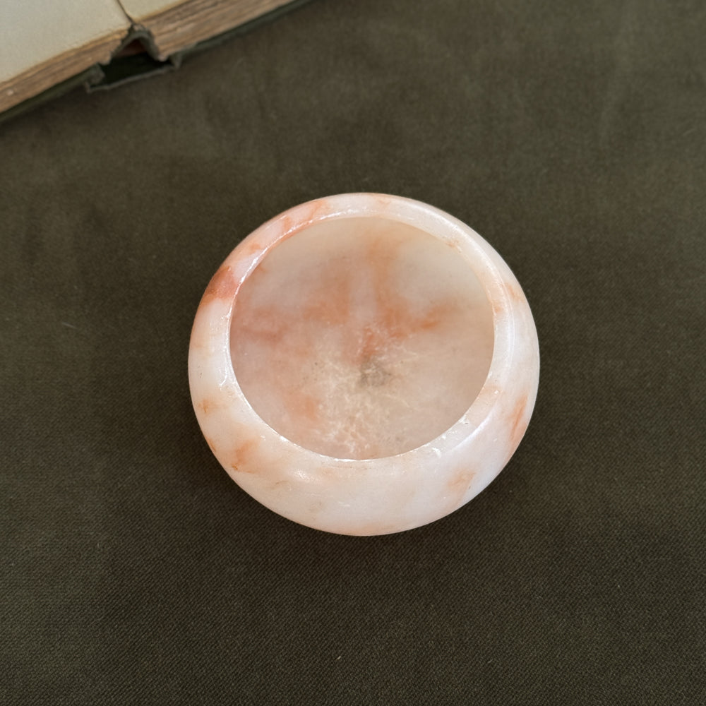 Vintage alabaster blush marble bowl.