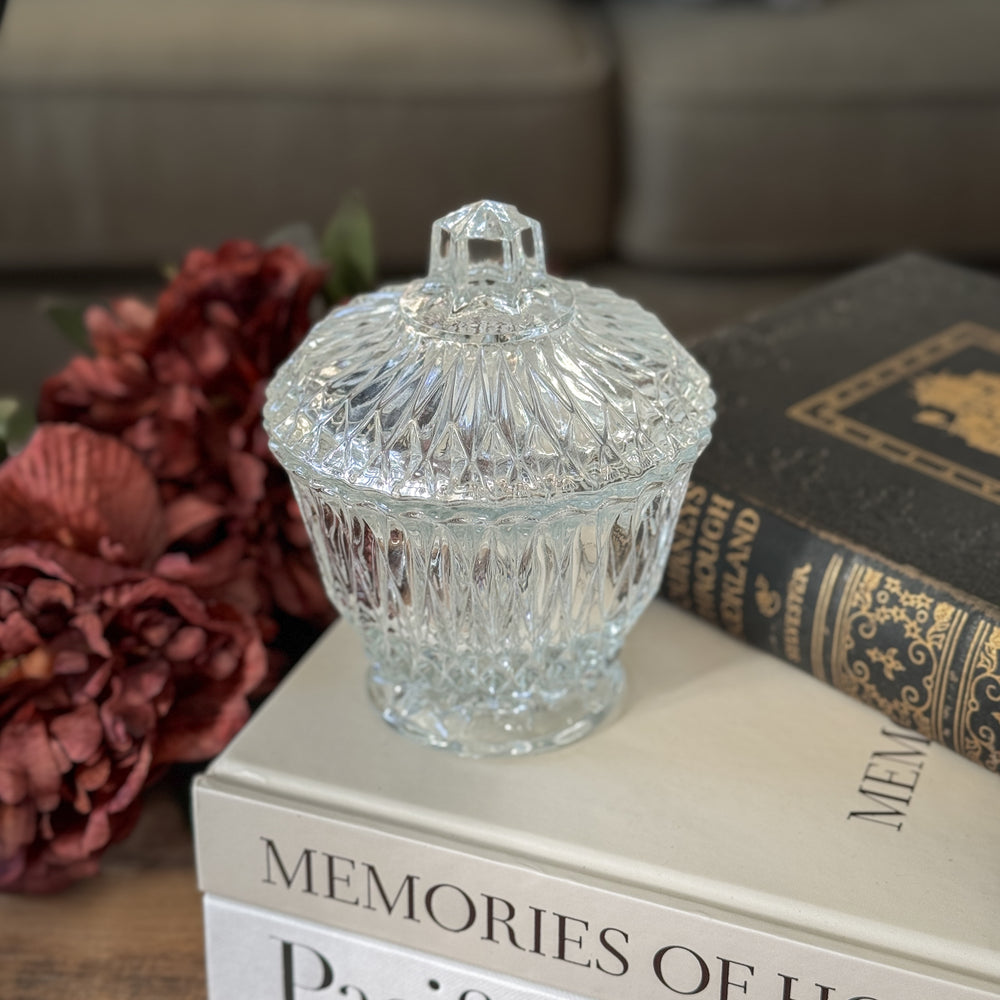 Vintage glass lidded jar.