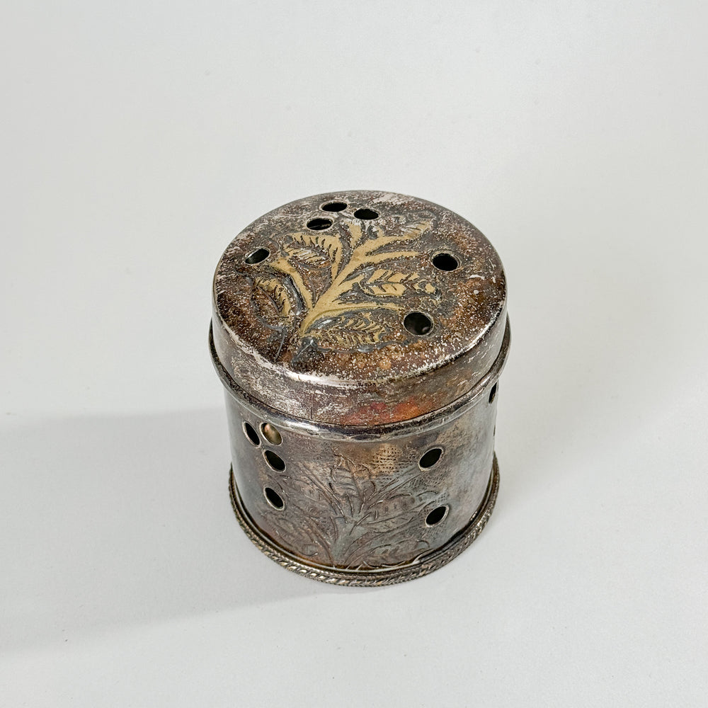 Vintage silverplate incense box.
