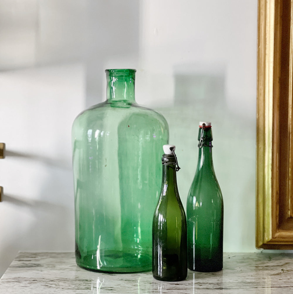 Vintage Green Skinny Neck Bottle