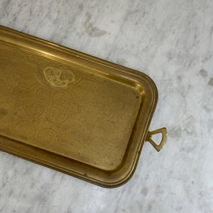 Vintage Brass Rectangular Tray with Handle