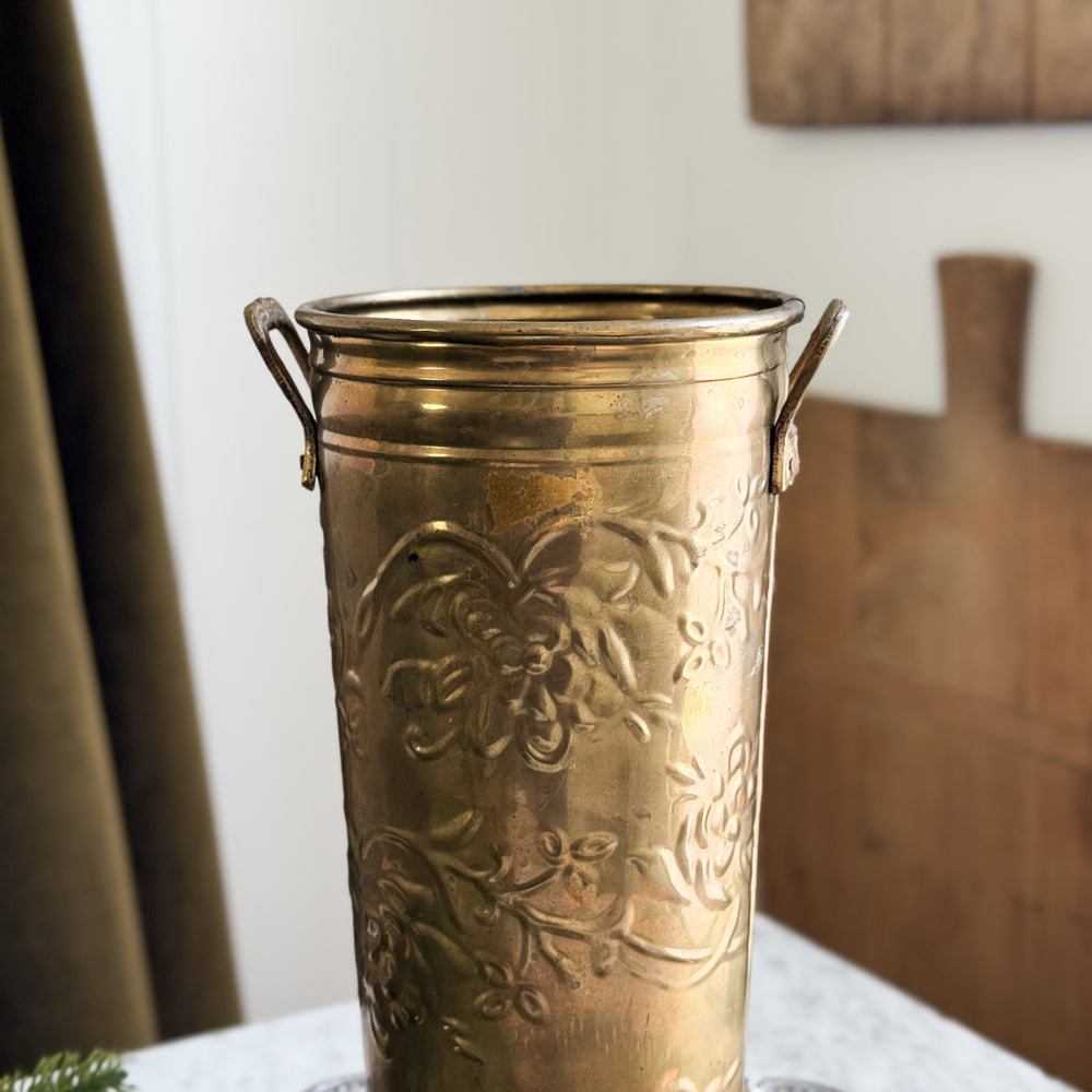 Vintage Slim Tall Brass Bucket.