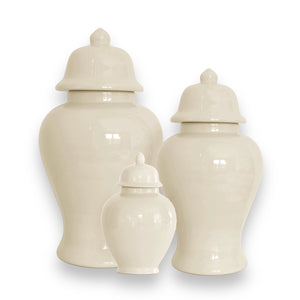 Beige Porcelain Ginger Jar w/ lid.