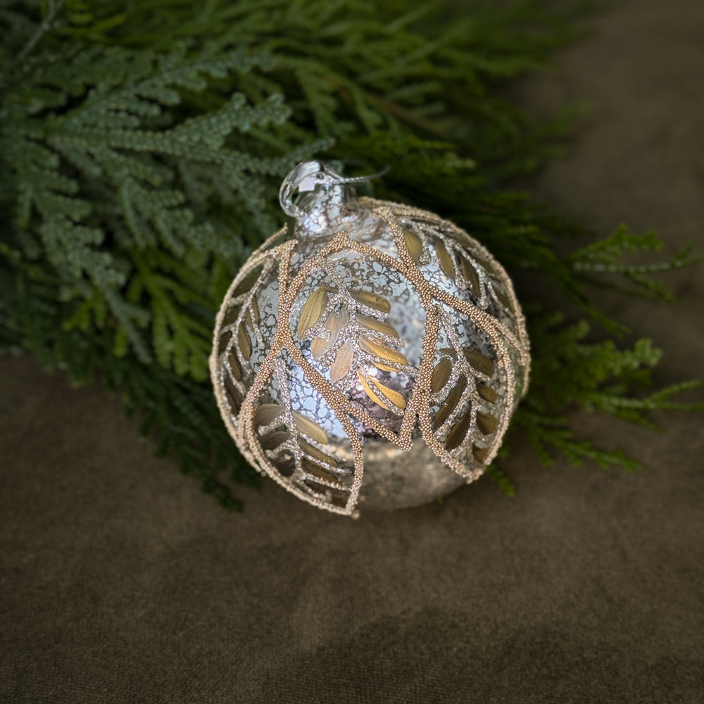 Glass Gilded Ball Ornament.