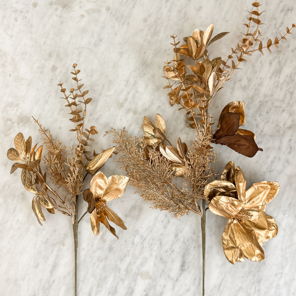 Gold mixed pine w/ magnolia tree branch