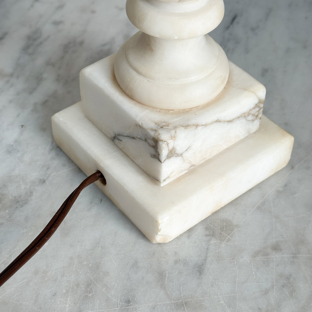 Vintage Alabaster Lamp Base- Ribbed Detail.