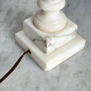 Vintage Alabaster Lamp Base- Ribbed Detail.