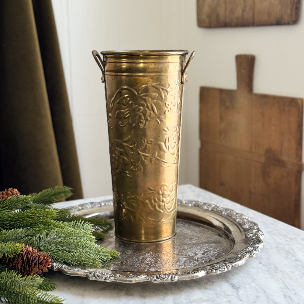 Vintage Slim Tall Brass Bucket.