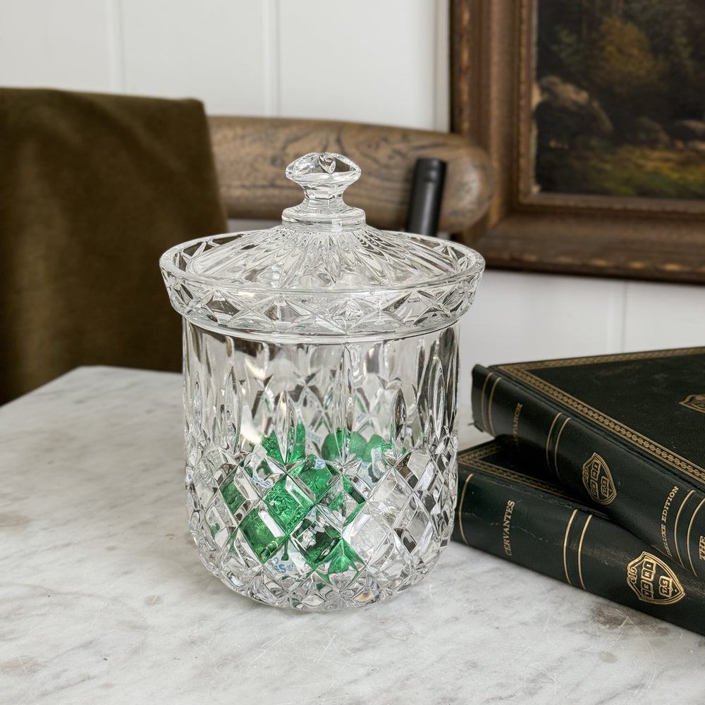 Vintage Crystal Lidded Jar.