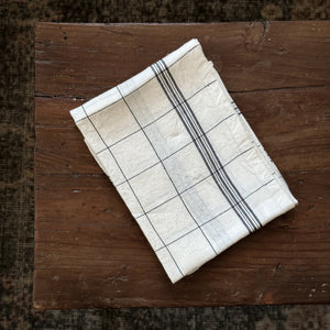 Linen Tea Towel - Ivory Grid.