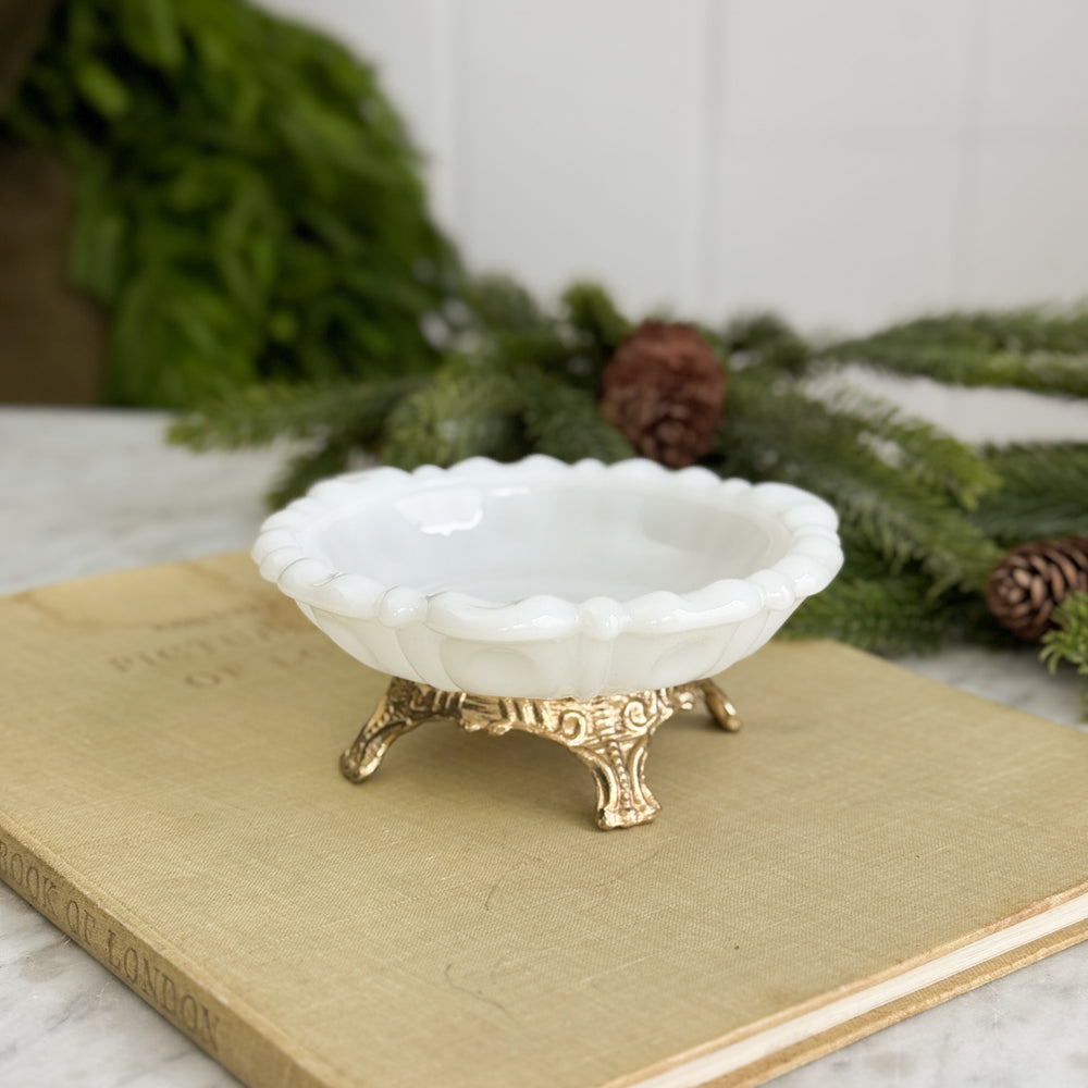 Vintage milk glass footed bowl.