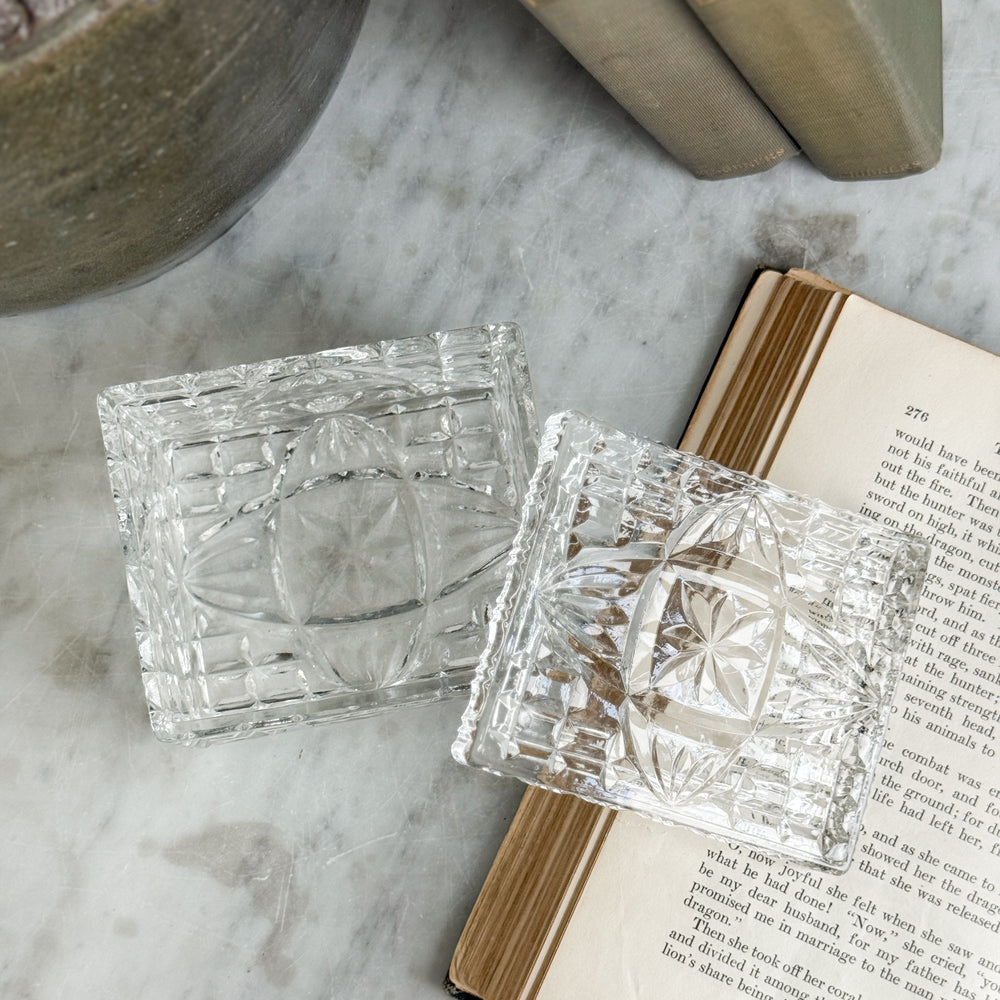 Vintage Cut Glass box with Lid.