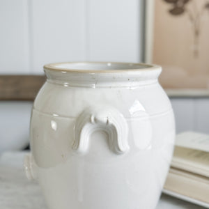 Antique white confit pot - FRANCE