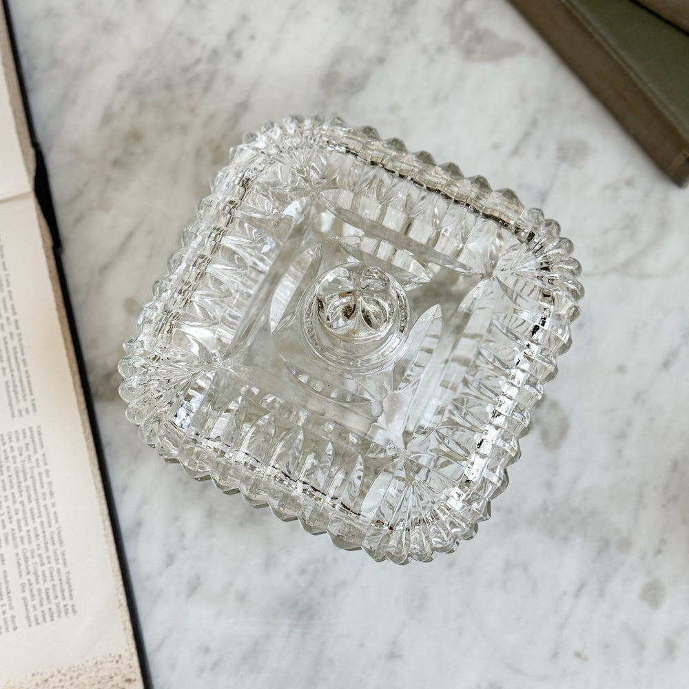 Vintage glass lidded dish.