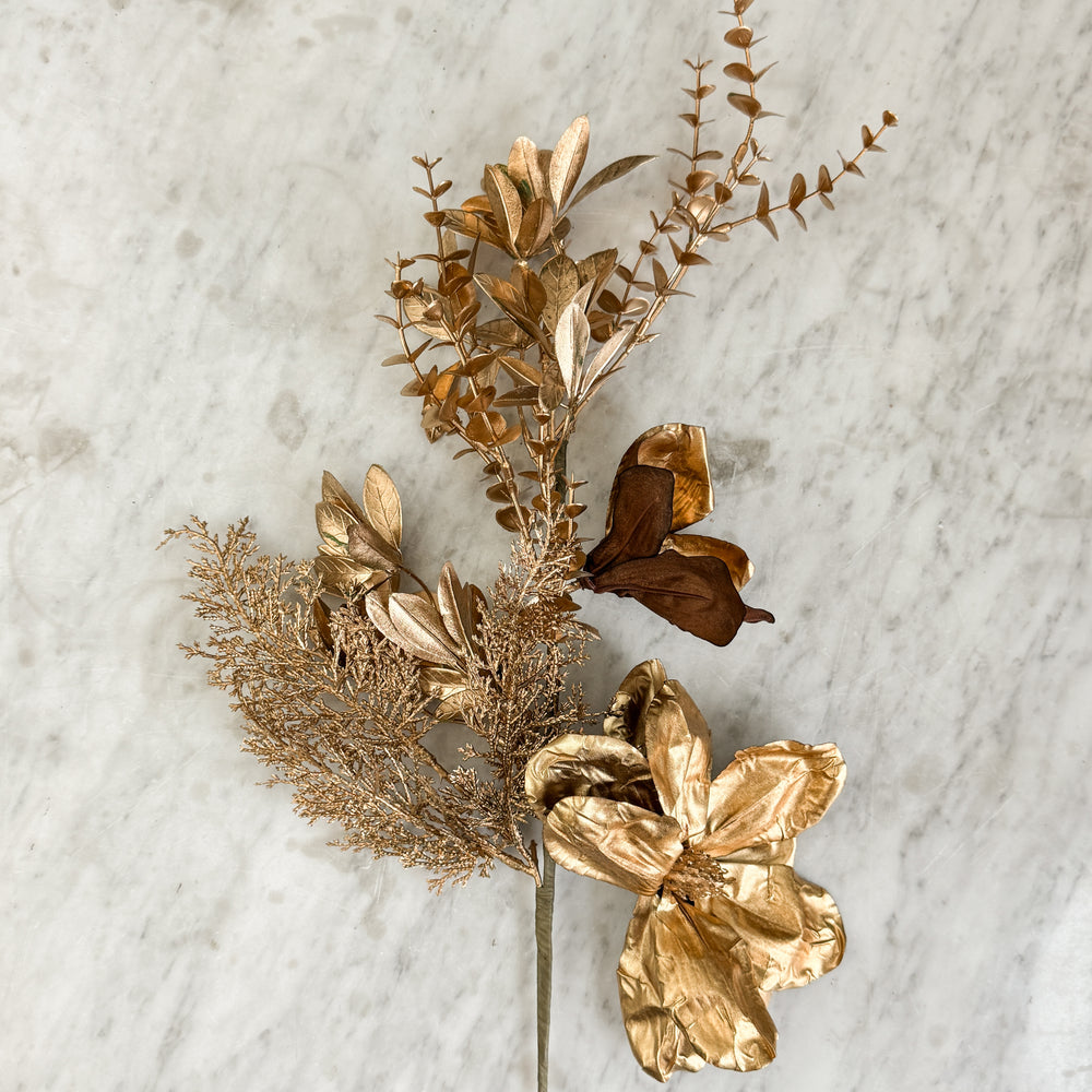 Gold mixed pine w/ magnolia tree branch
