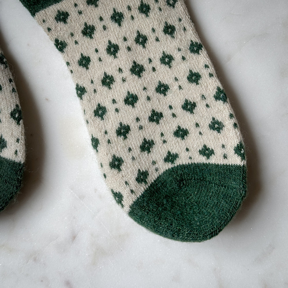 Green wool diamond socks