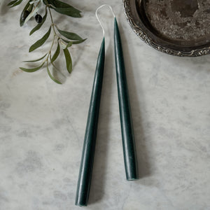 10" Danish Taper Candles - Forest Green.