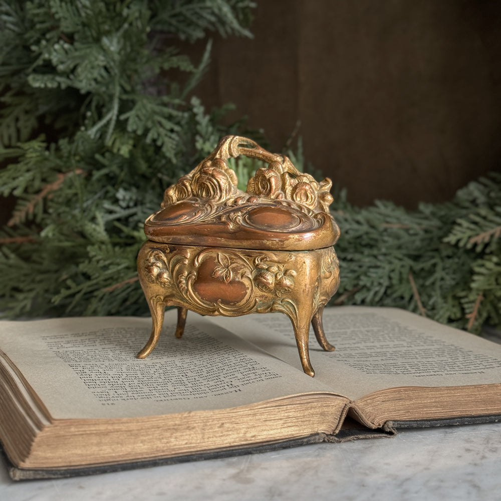 Vintage brass jewellery casket.