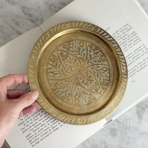 Vintage Etched Brass Tray.