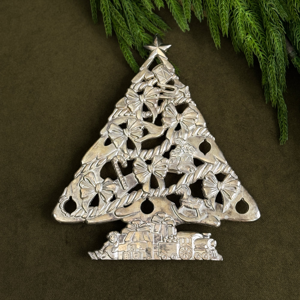 Vintage Silver plate Christmas Tree Trivet
