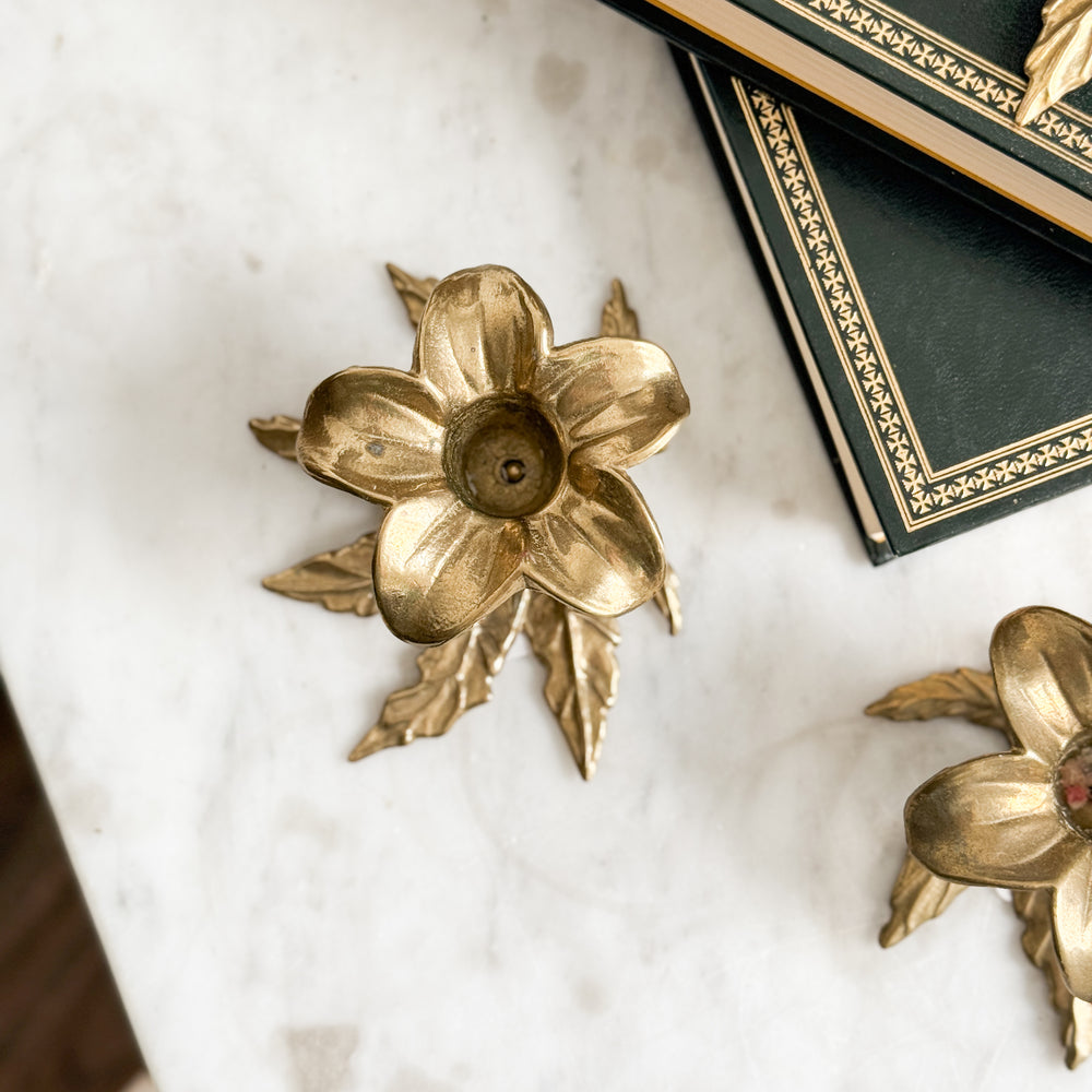 Vintage Brass Flower Taper.