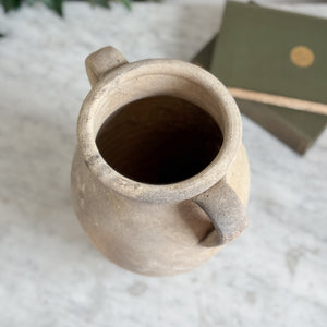 Vintage beige Turkish pot double handle