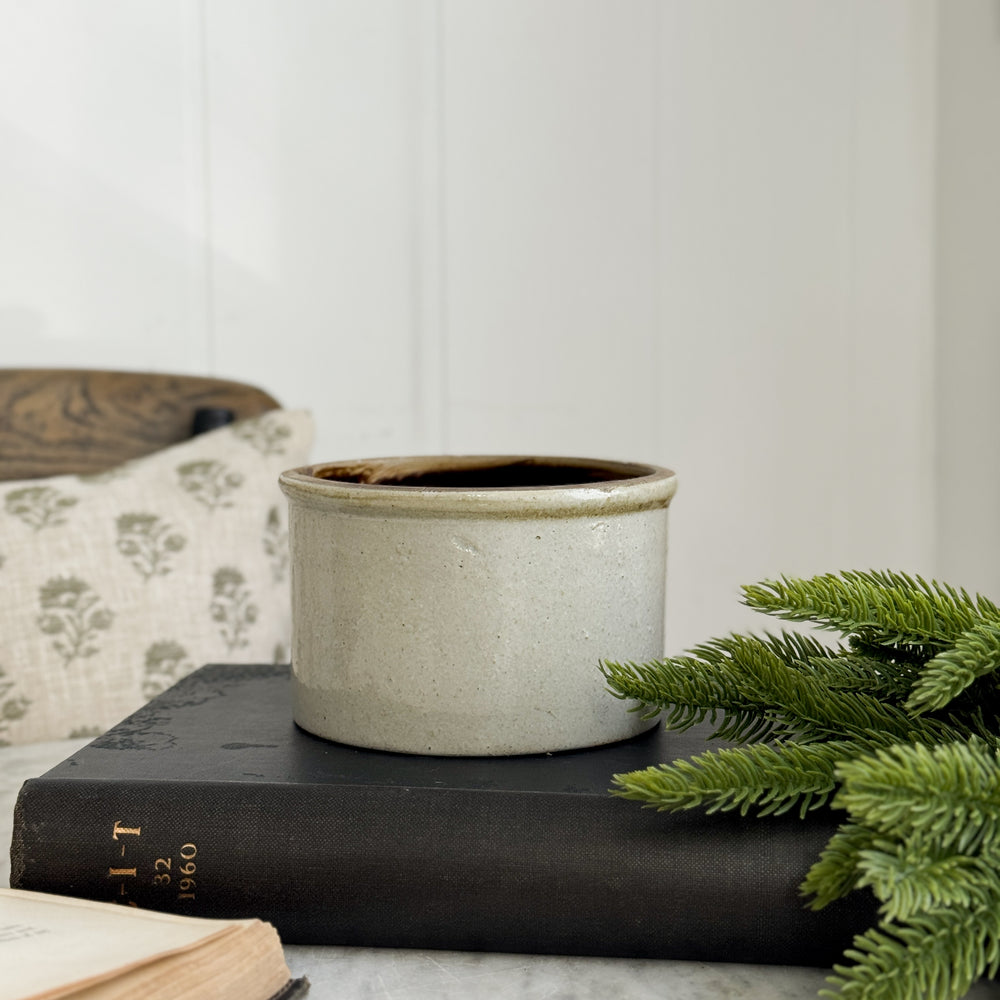 Vintage low stoneware crock.