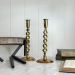 Vintage Tall Spiral Brass Taper Holder Pair