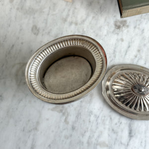 Vintage Silverplate Oval Container with Lid.