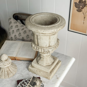 Vintage Stone Urn with Lid