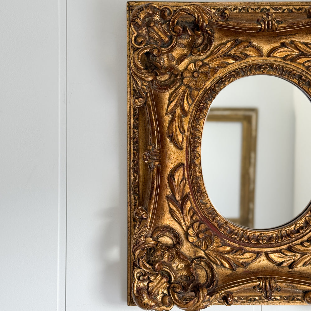Vintage Thick Gold Frame Mirror