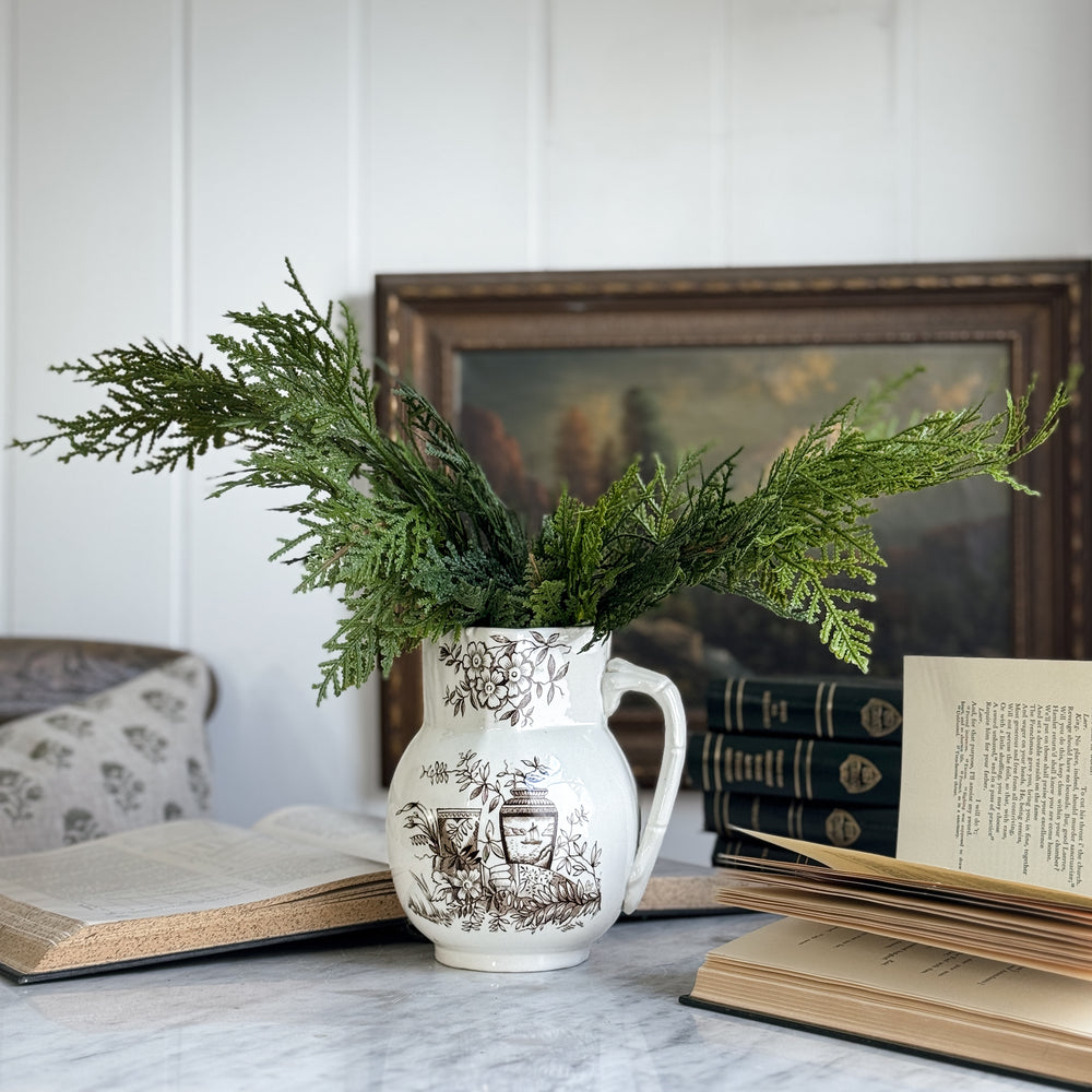 Antique Ironstone Brown Transferware Pitcher.