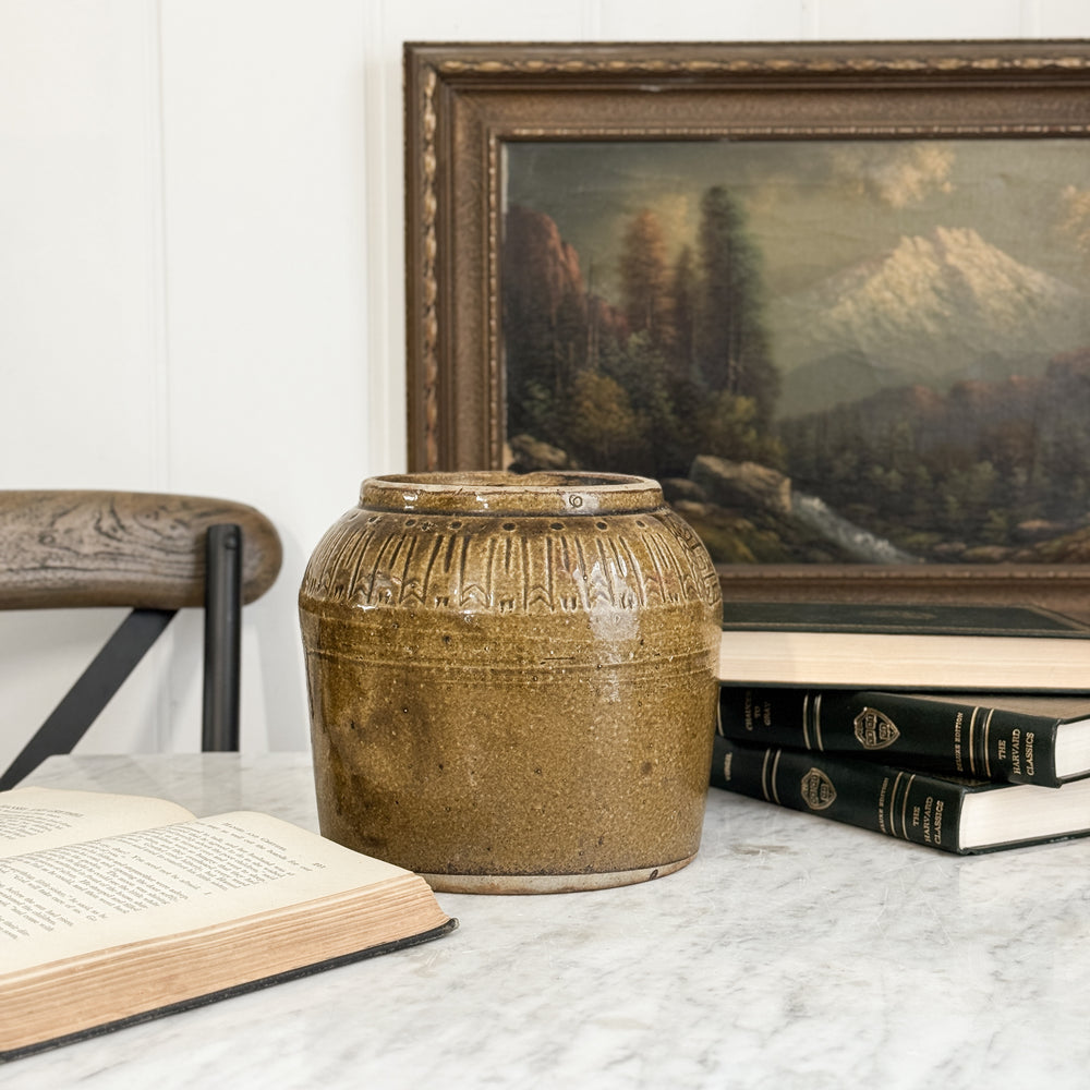 Vintage Green Bean Pot.