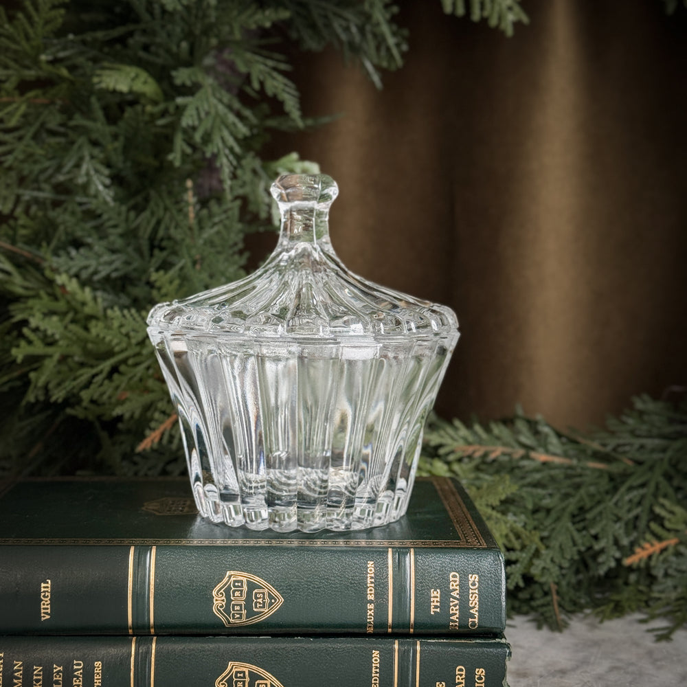 Vintage Glass Candy Dish with Lid.