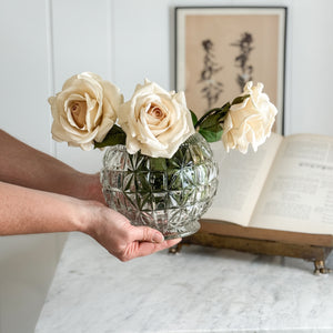 Vintage cut glass bowl geometric pattern.