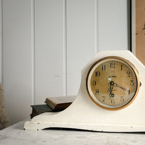 Vintage white and brass mantel clock