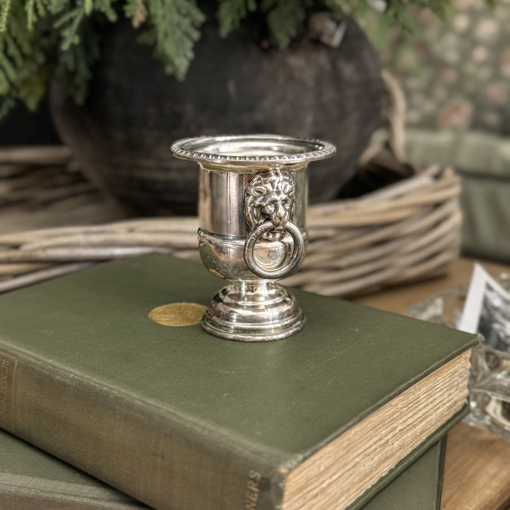 Vintage Silver plate Lion Urn