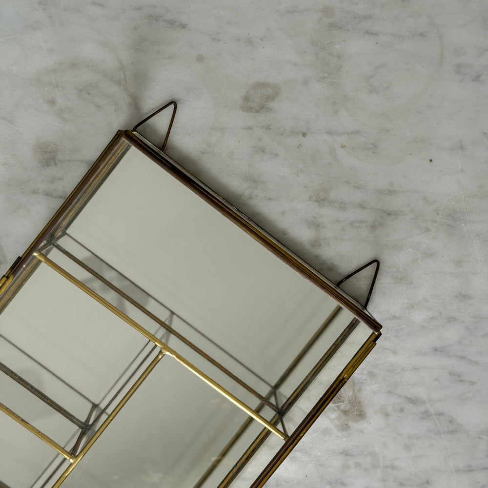 Vintage glass and brass hanging vanity case