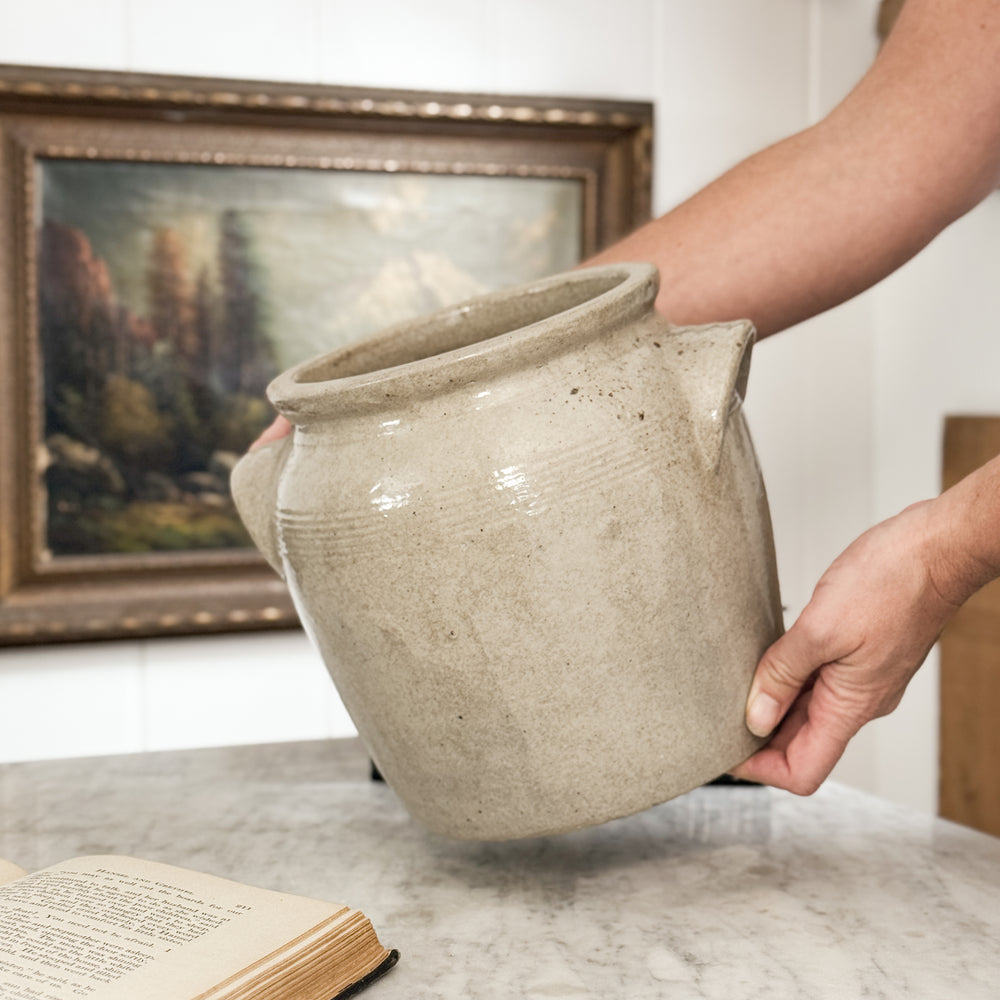 Antique Cream Confit Pot II - FRANCE.