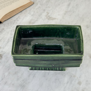 Vintage green footed pottery planter.