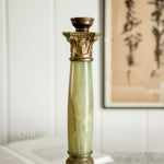 Vintage brass gold green taper candleholder