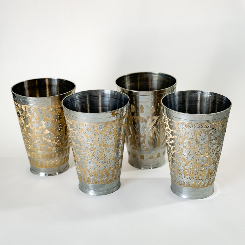 Vintage brass metal lassi cup.